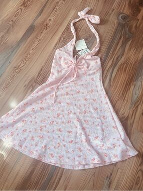 See You Monday Pink Floral Mini Dress